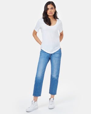 White V-Neck Short Sleeve T-Shirt