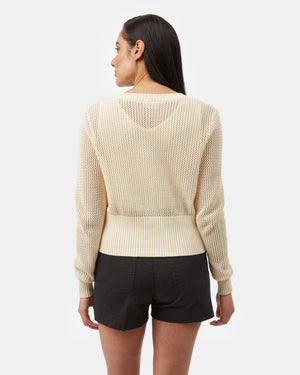 White Women's Organic Button-Up Cardigan