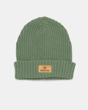 Green Cotton Ribbed Beanie