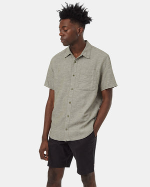 Hemp Button Front Shortsleeve Shirt (Midnight Blue)